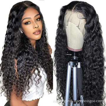 Uniky Wholesale 100% Original Virgin Peruvian Water Wave Human Hair 13*4 Lace Front Wig